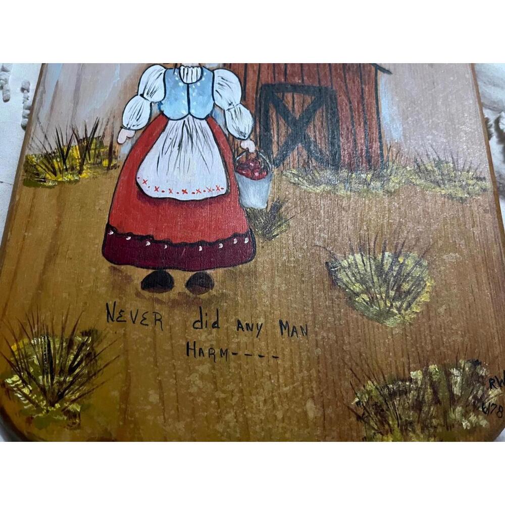 Vintage 1978 Hand Painted Folk Art Wood Plaque Farmhouse Kitchen Wall Sign RW - Picture 4 of 9